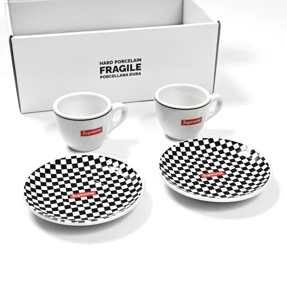 Supreme IPA Porcellane Aosta Espresso‎ Set Of 2 Black And White Rare ✅ Authentic